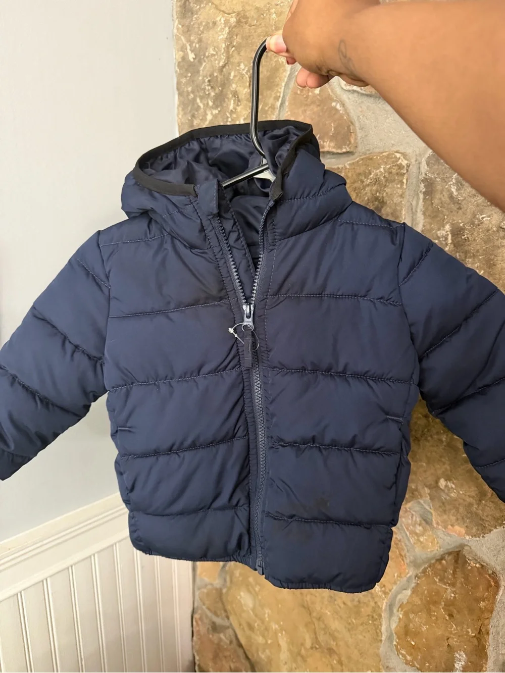 Kids Navy Puffer Jacket with Hood